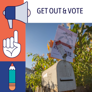 mailbox with voter registration materials tucked into it.